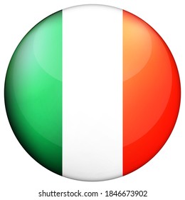 Balón de vidrio con bandera de Irlanda. Esfera redonda, icono de plantilla. Símbolo nacional irlandés. Balón brillante realista, ilustración vectorial abstracta 3D resaltada sobre un fondo blanco. Gran burbuja.