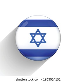 Glass light ball with flag of Israel. Round sphere, template icon. Israeli national symbol. Glossy realistic ball. 3D abstract vector illustration on a white background. Big bubble.