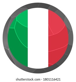 Glass light ball with flag of Italy. Round sphere, template icon. Italian national symbol. Glossy realistic ball, 3D abstract vector illustration highlighted on a white background. Big bubble.