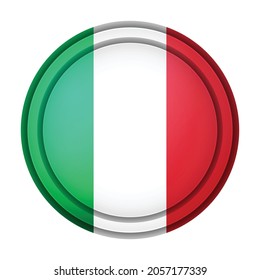 Glass light ball with flag of Italy. Round sphere, template icon. Italian national symbol. Glossy realistic ball, 3D abstract vector illustration highlighted on a white background. Big bubble.