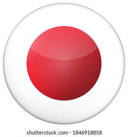 Glass light ball with flag of Japan. Round sphere, template icon. Japanese national symbol. Glossy realistic ball, 3D abstract vector illustration highlighted on a white background. Big bubble.