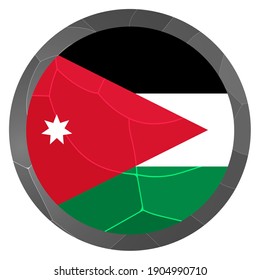 Glass light ball with flag of Jordan. Round sphere, template icon. Тational symbol. Glossy realistic ball, 3D abstract vector illustration highlighted on a white background. Big bubble.