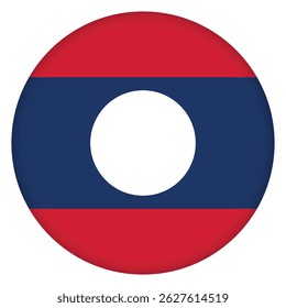 Glass light ball with flag of Laos. Round sphere, template icon. Lao People's Democratic Republic national symbol. Glossy realistic ball, 3D abstract vector illustration. Big bubble.
