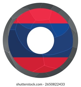 Glass light ball with flag of Laos. Round sphere, template icon. Lao People's Democratic Republic national symbol. Glossy realistic ball, 3D abstract vector illustration. Big bubble.