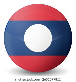Glass light ball with flag of Laos. Round sphere, template icon. Lao People's Democratic Republic national symbol. Glossy realistic ball, 3D abstract vector illustration. Big bubble.
