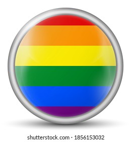 Glass light ball with flag of LGBT. Round sphere, template icon. Glossy realistic ball, 3D abstract vector illustration.Love wins. LGBT logo symbol sticker  in rainbow colors. Gay pride collection.