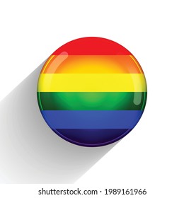 Glass light ball with flag of LGBT. Round sphere, template icon. Glossy realistic ball, 3D abstract vector illustration.Love wins. LGBT symbol sticker in rainbow colors. Gay pride collection.