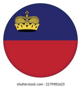 Glass light ball with flag of Liechtenstein. Round sphere, template icon. National symbol. Glossy realistic ball, 3D abstract vector illustration highlighted on a white background. Big bubble.