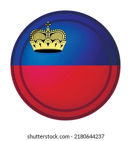 Glass light ball with flag of Liechtenstein. Round sphere, template icon. National symbol. Glossy realistic ball, 3D abstract vector illustration highlighted on a white background. Big bubble.