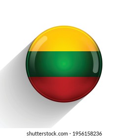 Glass light ball with flag of Lithuania. Round sphere, template icon. Lithuanian national symbol. Glossy realistic ball, 3D abstract vector illustration highlighted on a white background. Big bubble.
