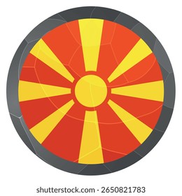 Glass light ball with flag of Macedonia. Round sphere, template icon. Macedonian national symbol. Glossy realistic ball, 3D abstract vector illustration. Big bubble.