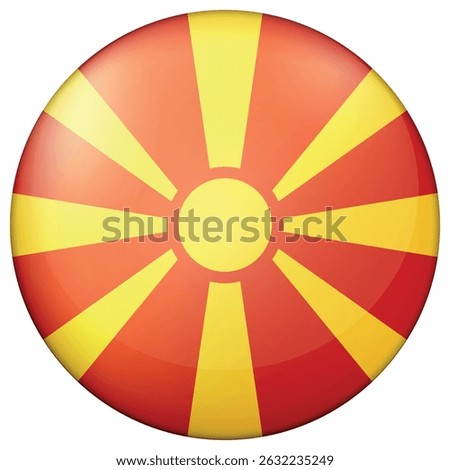 Glass light ball with flag of Macedonia. Round sphere, template icon. Macedonian national symbol. Glossy realistic ball, 3D abstract vector illustration. Big bubble.