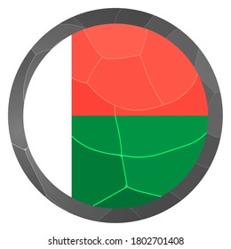 Glass light ball with flag of Madagascar. Round sphere, template icon. National symbol. Glossy realistic ball, 3D abstract vector illustration highlighted on a white background. Big bubble.