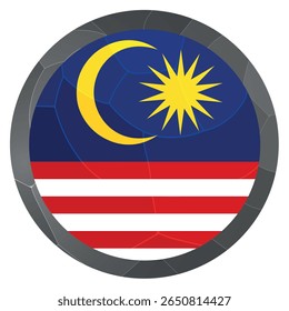 Glass light ball with flag of Malaysia. Round sphere, template icon. Malaysian islands national symbol. Glossy realistic ball, 3D abstract vector illustration. Big bubble.