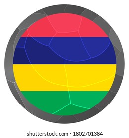 Glass light ball with flag of Mauritius. Round sphere, template icon. Mauritian national symbol. Glossy realistic ball, 3D abstract vector illustration highlighted on a white background. Big bubble.