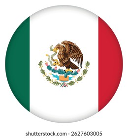 Glass light ball with flag of Mexico. Round sphere, template icon. Mexican islands national symbol. Glossy realistic ball, 3D abstract vector illustration. Big bubble.