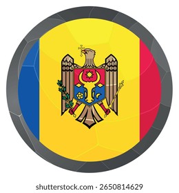 Glass light ball with flag of Moldova. Round sphere, template icon. Moldavian national symbol. Glossy realistic ball, 3D abstract vector illustration. Big bubble.