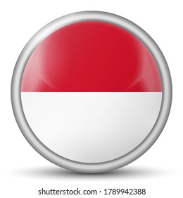 Glass light ball with flag of Monaco. Round sphere, template icon. National symbol. Glossy realistic ball, 3D abstract vector illustration highlighted on a white background. Big bubble. 