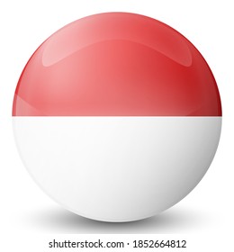 Glass light ball with flag of Monaco. Round sphere, template icon. National symbol. Glossy realistic ball, 3D abstract vector illustration highlighted on a white background. Big bubble. 