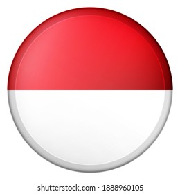 Glass light ball with flag of Monaco. Round sphere, template icon. National symbol. Glossy realistic ball, 3D abstract vector illustration highlighted on a white background. Big bubble. 