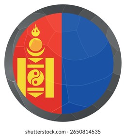 Glass light ball with flag of Mongolia. Round sphere, template icon. Mongolian national symbol. Glossy realistic ball, 3D abstract vector illustration. Big bubble.