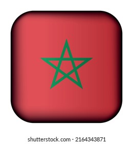 Glass light ball with flag of Morocco. Round sphere, template icon. Moroccan national symbol. Glossy realistic ball, 3D abstract vector illustration highlighted on a white background. Big bubble.