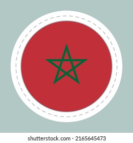 Glass light ball with flag of Morocco. Round sphere, template icon. Moroccan national symbol. Glossy realistic ball, 3D abstract vector illustration highlighted on a white background. Big bubble.