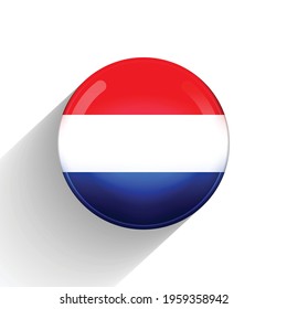 Glass light ball with flag of Netherlands. Round sphere, template icon. Dutch national symbol. Glossy realistic ball, 3D abstract vector illustration highlighted on a white background. Big bubble.