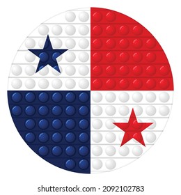 Glass light ball with flag of Panama. Round sphere, template icon. National symbol. Glossy realistic ball, 3D vector illustration. Trendy antistress game pop it, simple dimple. Big bubble.