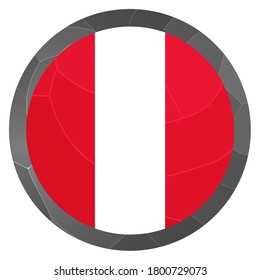 Glass light ball with flag of Peru. Round sphere, template icon. Peruvian national symbol. Glossy realistic ball, 3D abstract vector illustration highlighted on a white background. Big bubble.