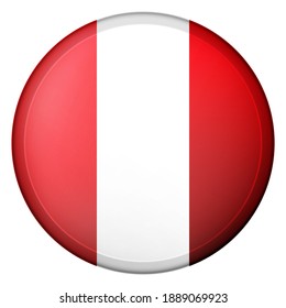 Glass light ball with flag of Peru. Round sphere, template icon. Peruvian national symbol. Glossy realistic ball, 3D abstract vector illustration highlighted on a white background. Big bubble.