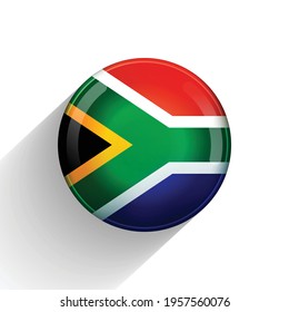 Glass light ball with flag of Republic of South Africa. Round sphere, template icon. National symbol. Glossy realistic ball, 3D abstract vector illustration on a white background. Big bubble.