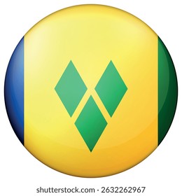 Glass light ball with flag of Flag of Saint Vincent and the Grenadines. Round sphere, template icon. Caribs islands national symbol. Glossy realistic ball, 3D abstract vector illustration. Big bubble.