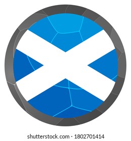 Glass light ball with flag of Scotland. Round sphere, template icon. Scottish national symbol. Glossy realistic ball, 3D abstract vector illustration highlighted on a white background. Big bubble.