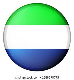 Glaskugel mit der Flagge von Sierra Leone. Runde Kugel, Vorlagensymbol. Nationales Symbol. Glossy-realistischer Ball, abstrakte 3D-Vektorgrafik auf weißem Hintergrund hervorgehoben. Große Blase.