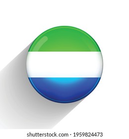 Glass light ball with flag of Sierra Leone. Round sphere, template icon. National symbol. Glossy realistic ball, 3D abstract vector illustration highlighted on a white background. Big bubble.