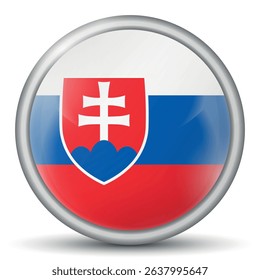 Glass light ball with flag of Slovakia. Round sphere, template icon. Slovak national symbol. Glossy realistic ball, 3D abstract vector illustration. Big bubble.