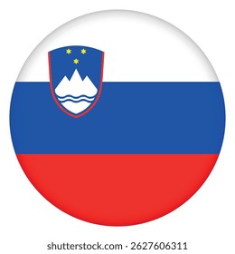 Glass light ball with flag of Slovenia. Round sphere, template icon. Slovenian national symbol. Glossy realistic ball, 3D abstract vector illustration. Big bubble.