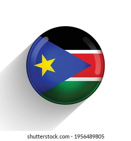 Glass light ball with flag of South Sudan. Round sphere, template icon. Sudanese national symbol. Glossy realistic ball, 3D abstract vector illustration highlighted on a white background. Big bubble.