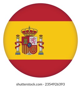 Balón de vidrio con bandera de España. Esfera redonda, icono de plantilla. Símbolo nacional español. Balón brillante realista, ilustración vectorial abstracta 3D resaltada sobre un fondo blanco. Gran burbuja.