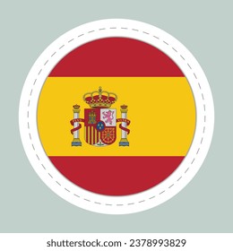 Glass light ball with flag of Spain. Round sphere, template icon. Spanish national symbol. Glossy realistic ball, 3D abstract vector illustration highlighted on a white background. Big bubble.
