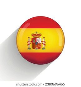 Glass light ball with flag of Spain. Round sphere, template icon. Spanish national symbol. Glossy realistic ball, 3D abstract vector illustration highlighted on a white background. Big bubble.