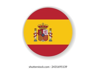 Glass light ball with flag of Spain. Round sphere, template icon. Spanish national symbol. Glossy realistic ball, 3D abstract vector illustration highlighted on a white background. Big bubble.