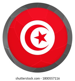 Glass light ball with flag of Tunisia. Round sphere, template icon. Tunisian national symbol. Glossy realistic ball, 3D abstract vector illustration highlighted on a white background. Big bubble.