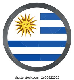 Glass light ball with flag of Uruguay. Round sphere, template icon. Uruguayan islands national symbol. Glossy realistic ball, 3D abstract vector illustration. Big bubble.