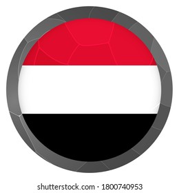 Glass light ball with flag of Yemen. Round sphere, template icon. National symbol. Glossy realistic ball, 3D abstract vector illustration highlighted on a white background. Big bubble.