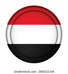 Glass light ball with flag of Yemen. Round sphere, template icon. National symbol. Glossy realistic ball, 3D abstract vector illustration highlighted on a white background. Big bubble.