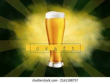 
glass of light beer, craft beer poster