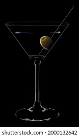 glass light in the dark. Single cup with tall legs for cocktails and drink mixology accessories