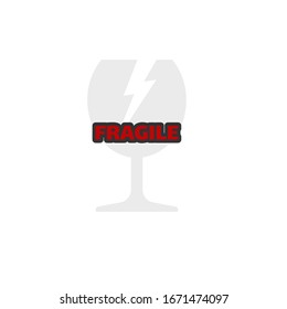 The glass and lightning icon symbolizes FRAGILE and please be careful. Fragile sticker can used for carton warning handle with care, fragile mark, package markings, stamp fragile label icons.